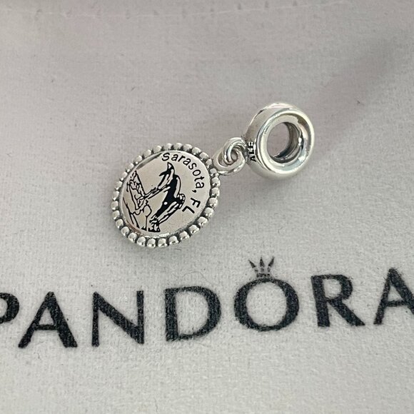 Pandora Sarasota Florida Dangle Charm Beach Dolphins S925 ALE Sterling Silver - Picture 3 of 3